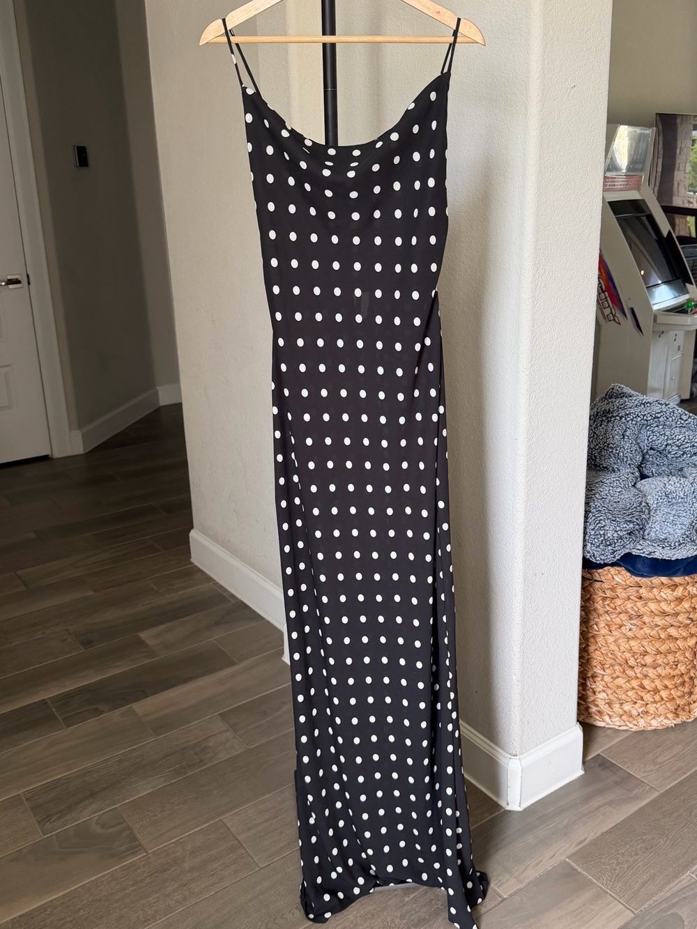 naked wardrobe Black and White Polka Dot Slip Dress S NWOT